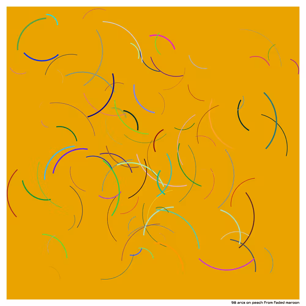 98 arcs on peach from faded maroon