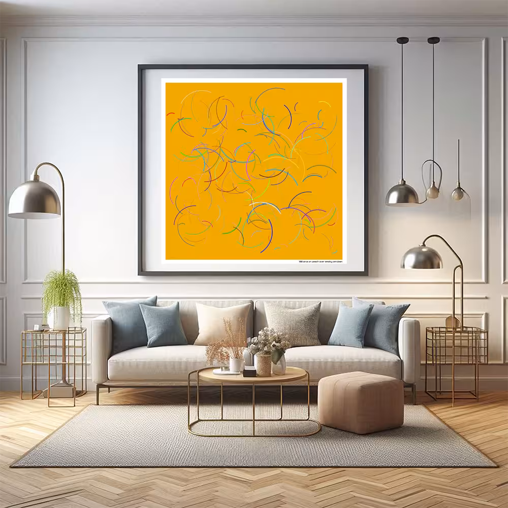 188 arcs on peach over smoky cerulean in room setting