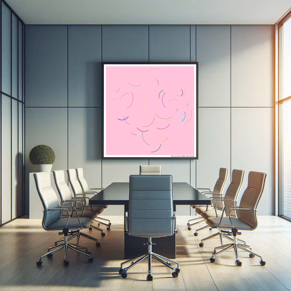 36 arcs on dust of golden rose and space in room setting