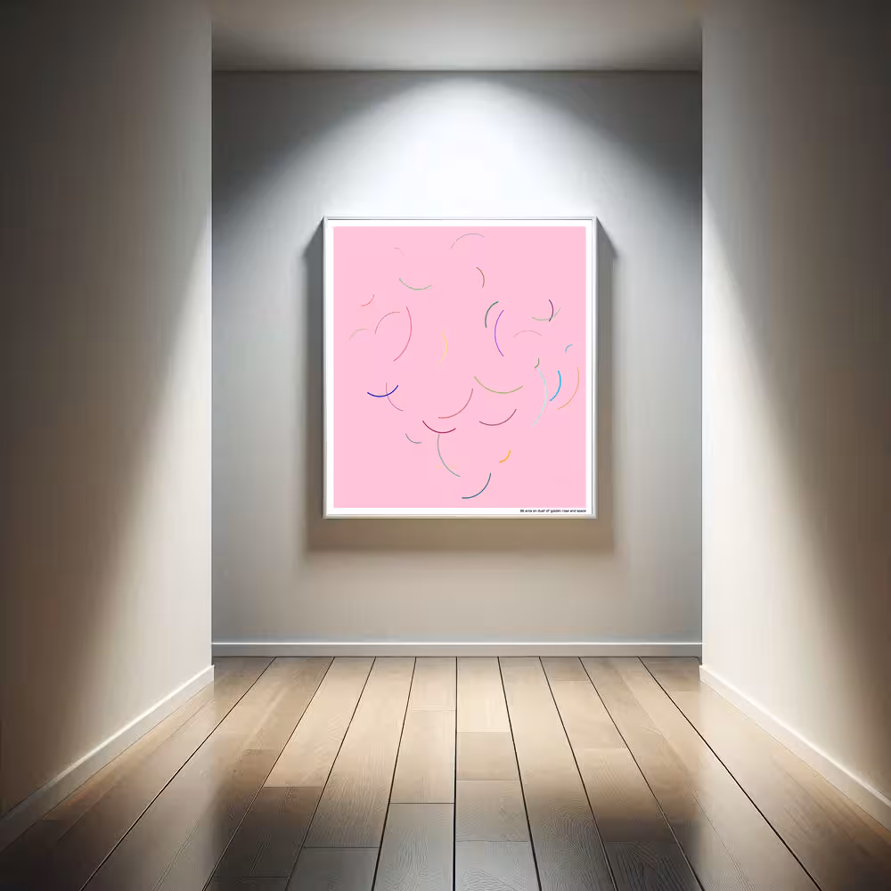 36 arcs on dust of golden rose and space in room setting