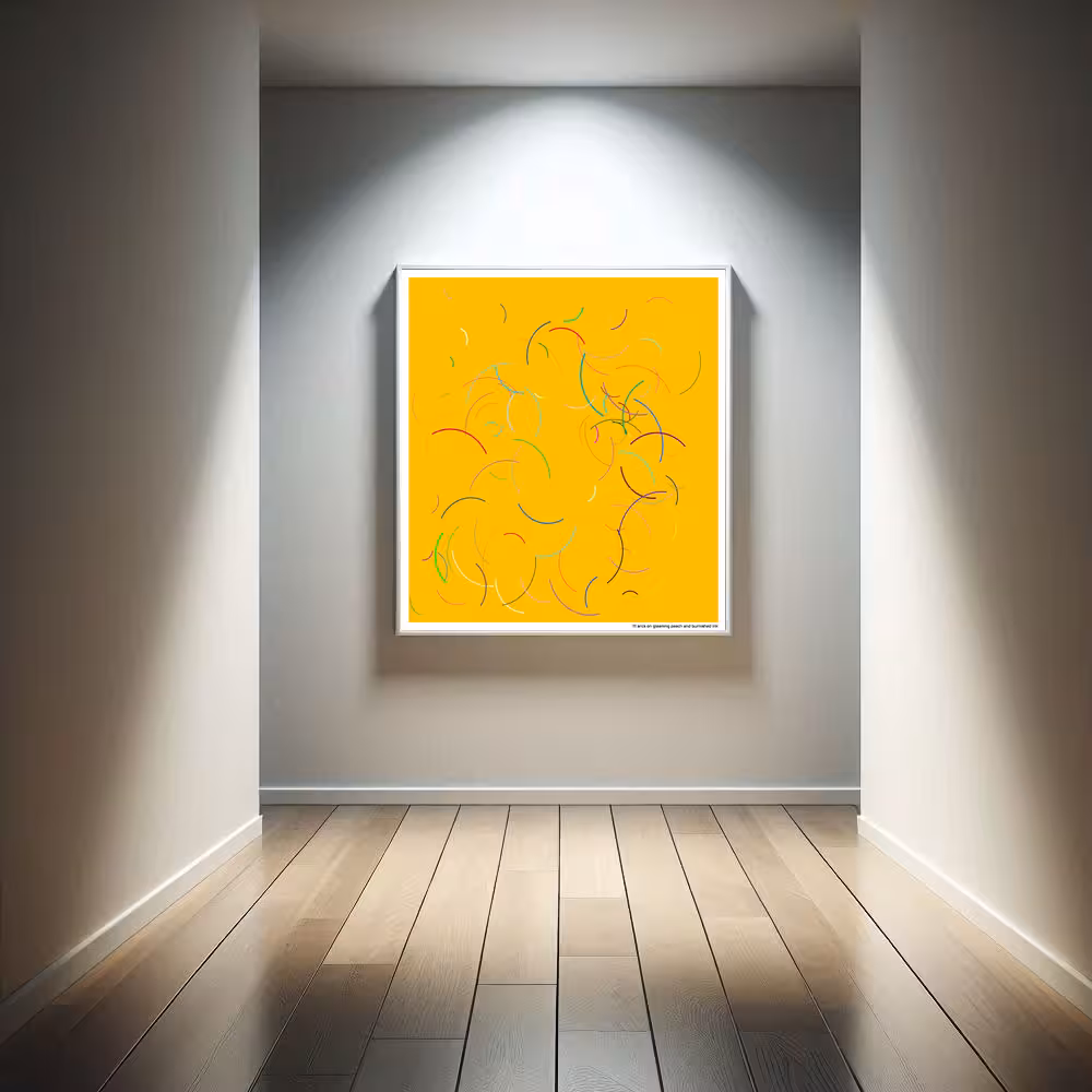 111 arcs on gleaming peach and burnished ink in room setting