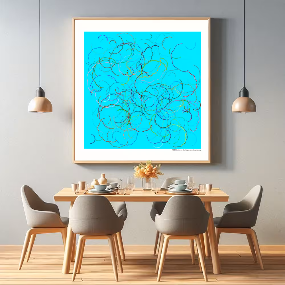 186 blades on dull aqua chasing melody in room setting