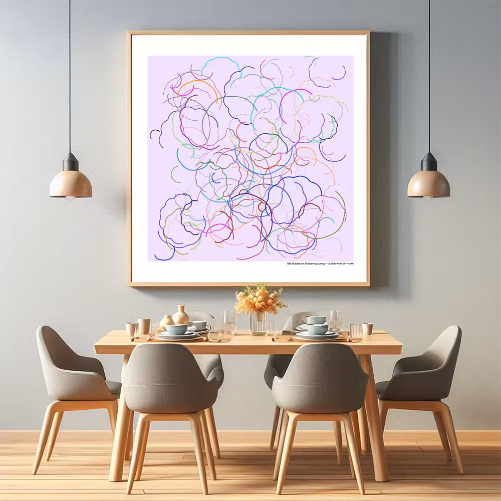 138 blades on flickering ivory — a phantom of truth in room setting