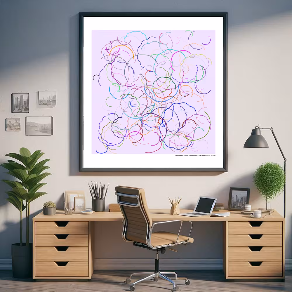 138 blades on flickering ivory — a phantom of truth in room setting