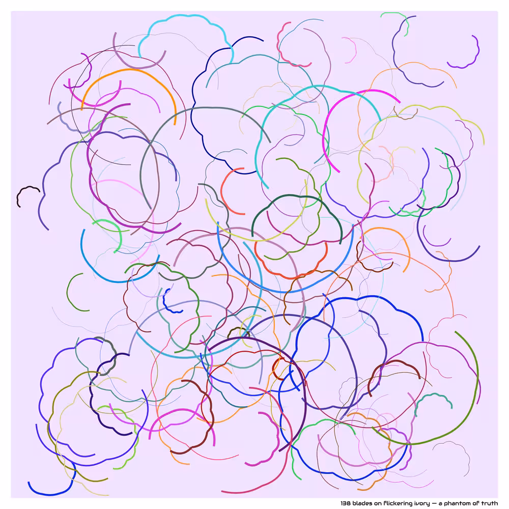138 blades on flickering ivory — a phantom of truth