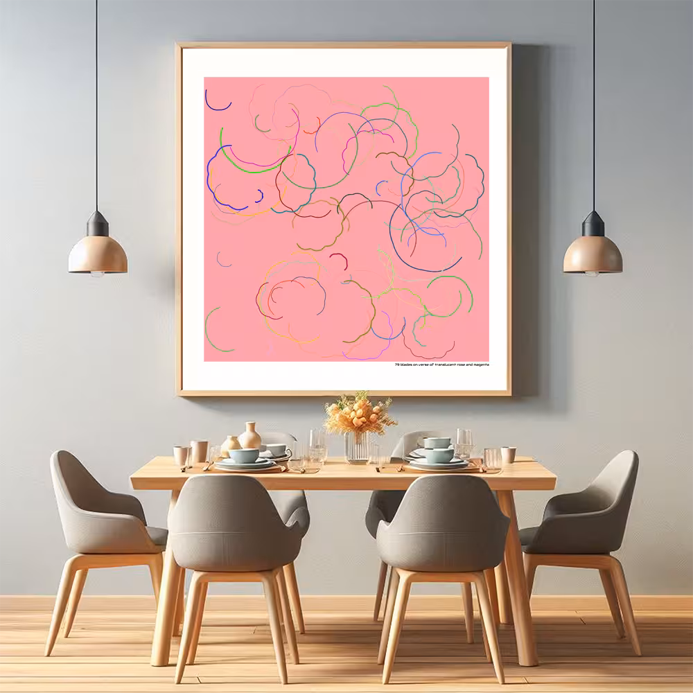 79 blades on verse of translucent rose and magenta in room setting