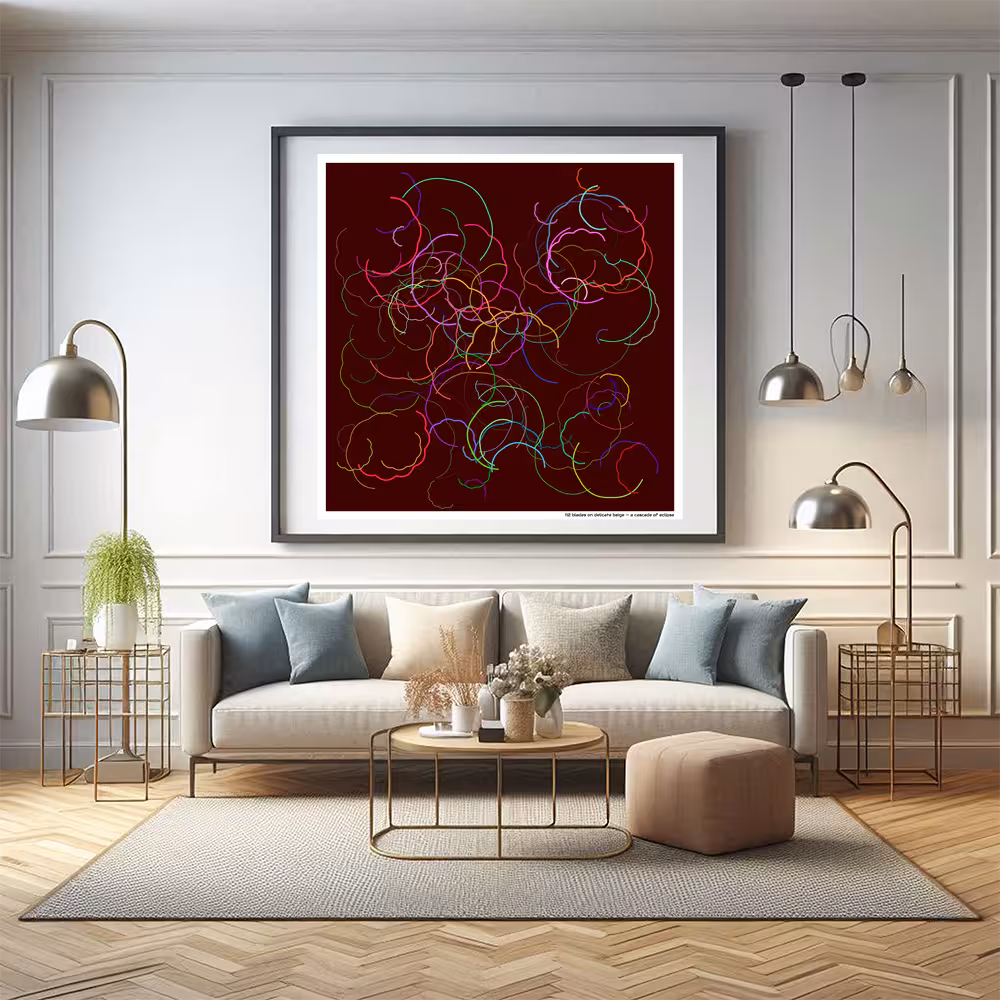 112 blades on delicate beige — a cascade of eclipse in room setting