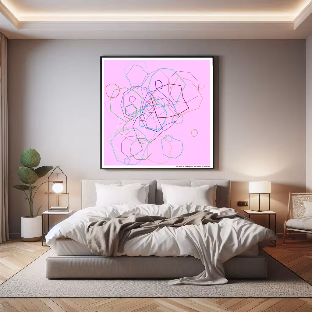 48 blobs on fleeting rose and lantern of serenade in room setting