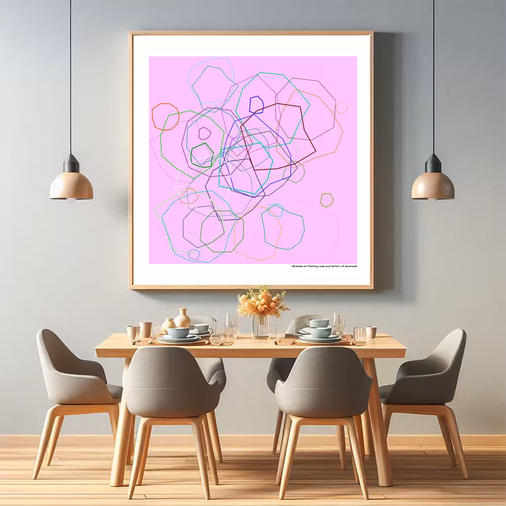 48 blobs on fleeting rose and lantern of serenade in room setting