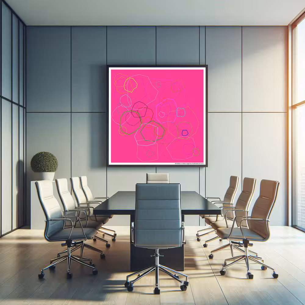 53 blobs on hollow magenta of stillness and aura in room setting