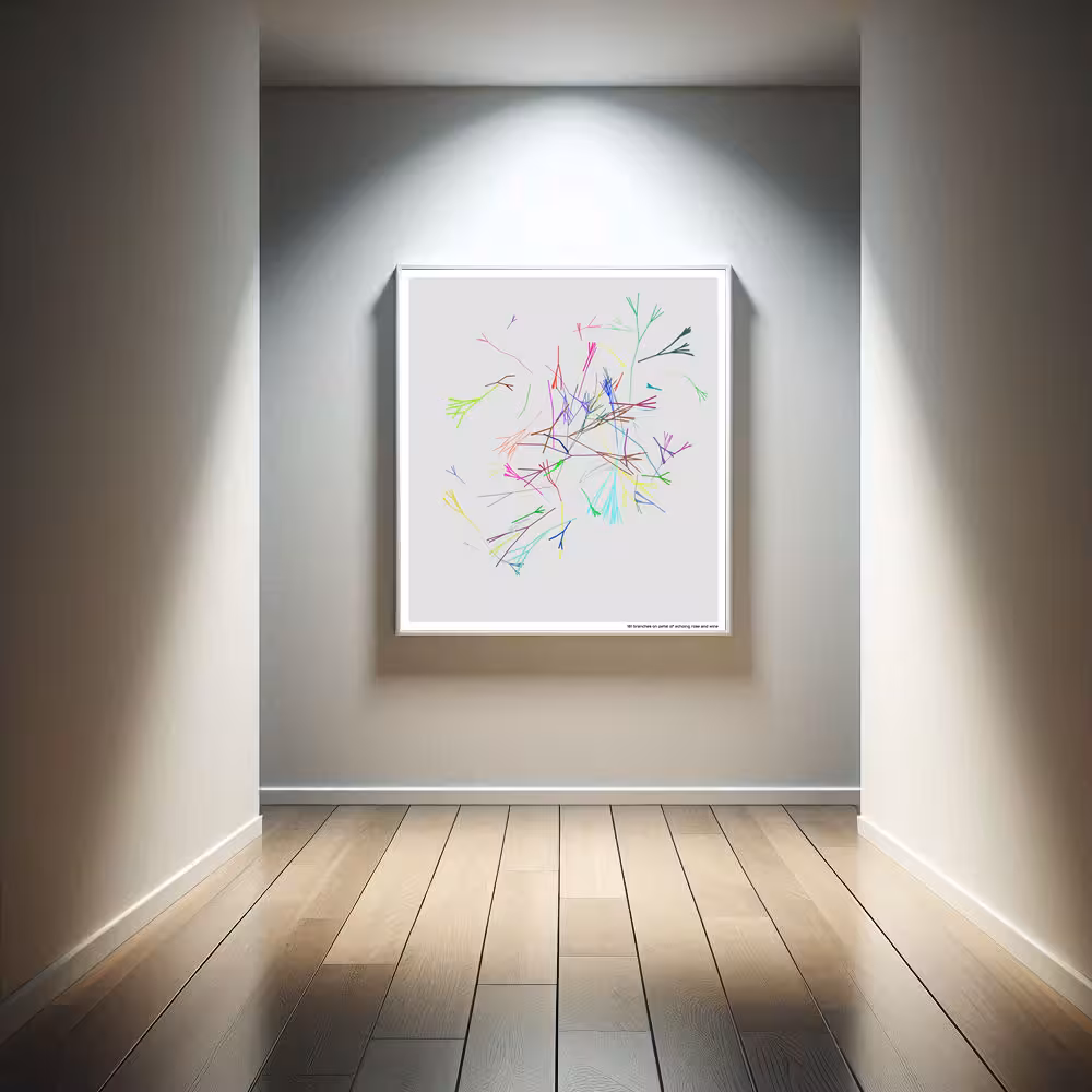 181 branches on petal of echoing rose and wine in room setting