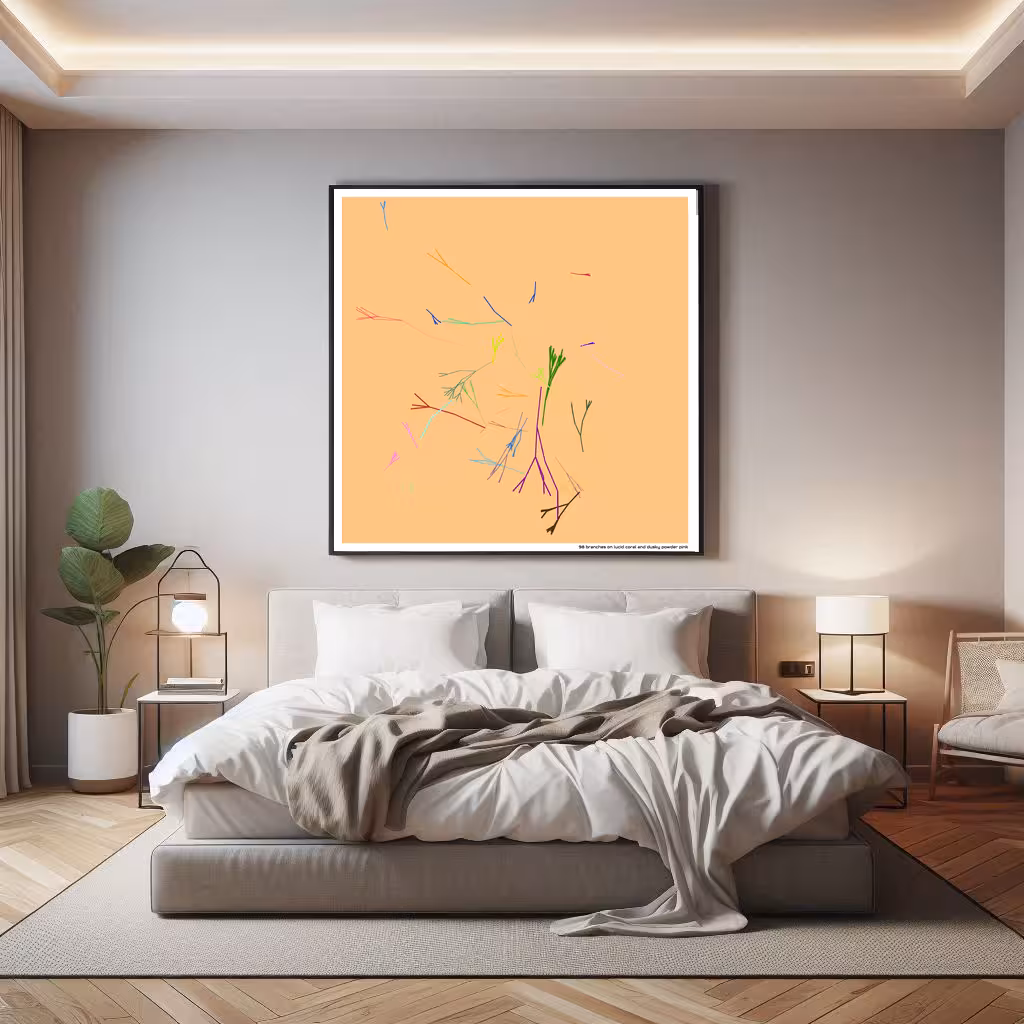 98 branches on lucid coral and dusky powder pink in room setting