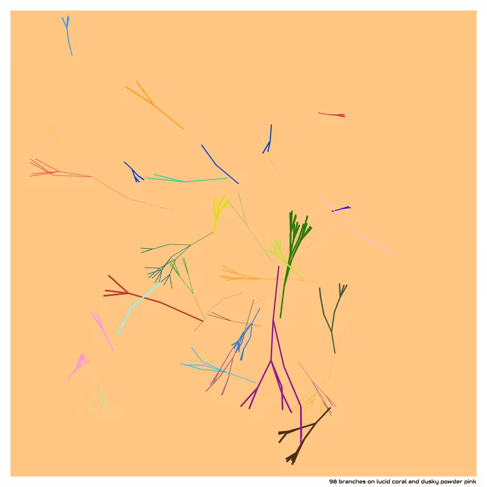 98 branches on lucid coral and dusky powder pink