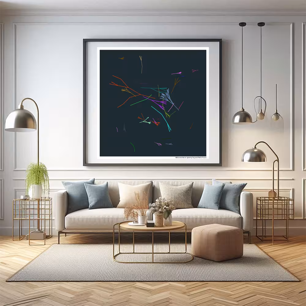 105 branches on glowing fog and field of aura in room setting