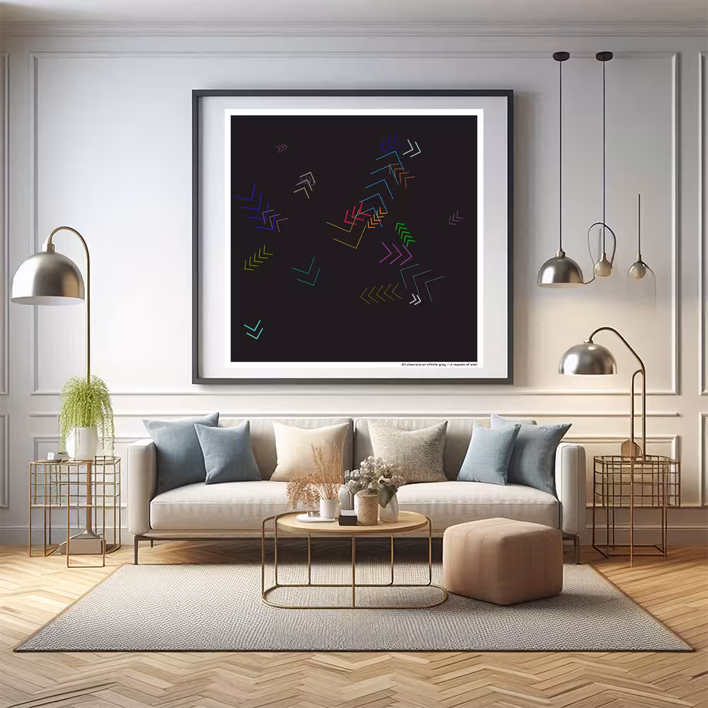 24 chevrons on infinite gray — a requiem of wish in room setting
