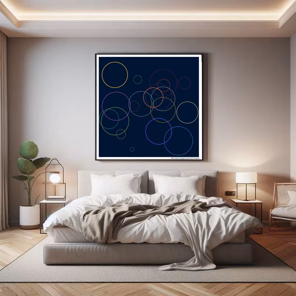 20 circles on fragment from nocturnal gray in room setting