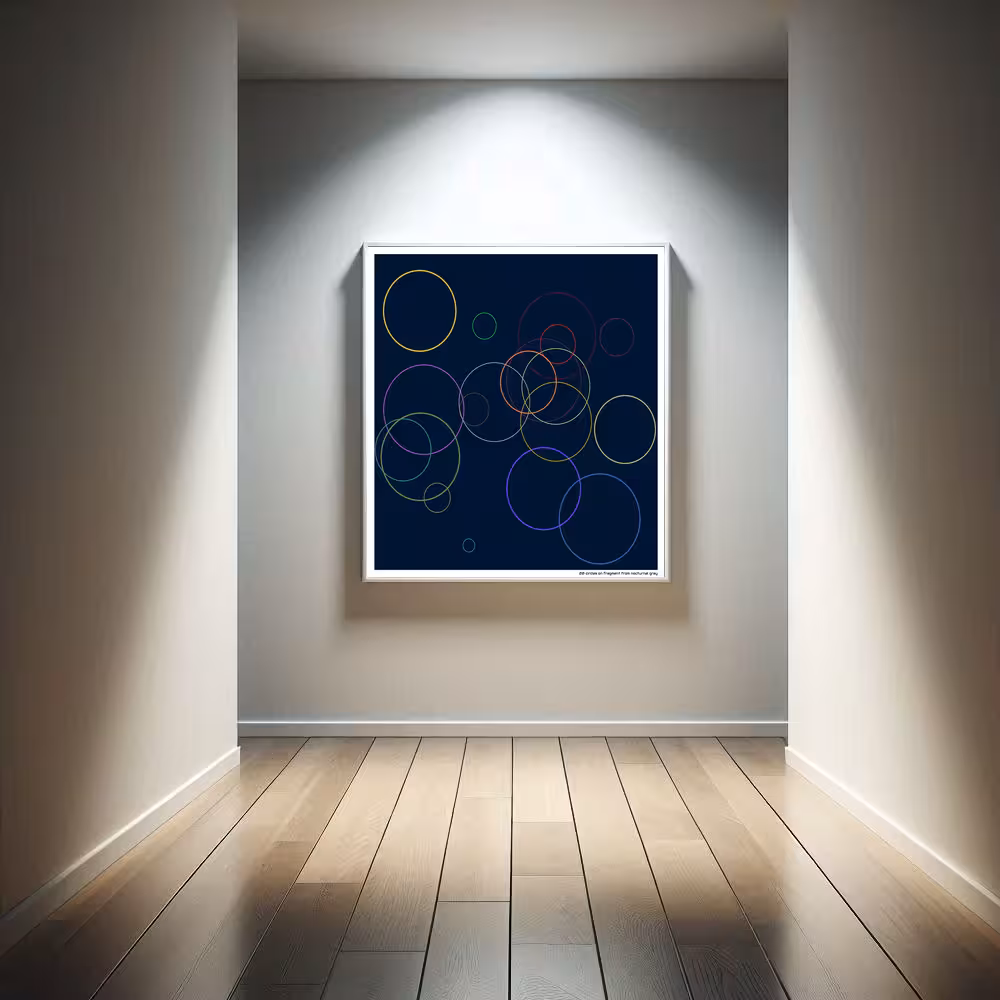 20 circles on fragment from nocturnal gray in room setting