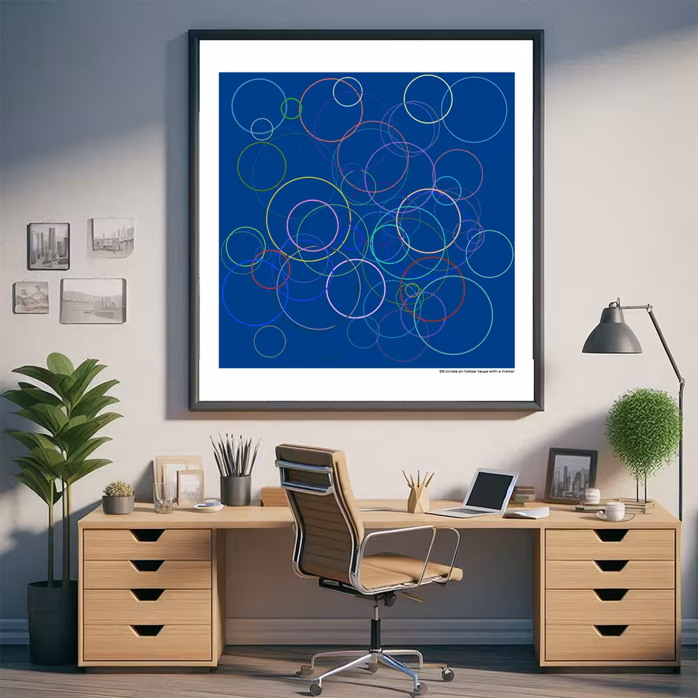 59 circles on hollow taupe with a tremor in room setting