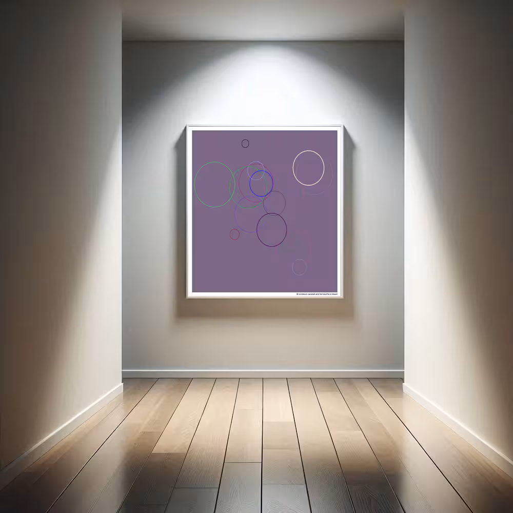 18 circles on caramel and terracotta in bloom in room setting