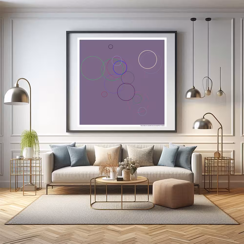 18 circles on caramel and terracotta in bloom in room setting