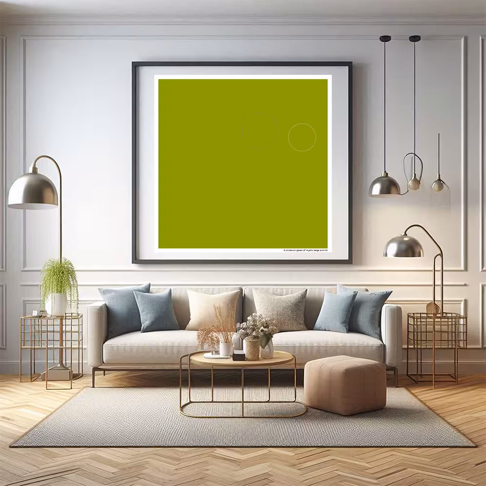 2 circles on gleam of mystic beige and ink in room setting