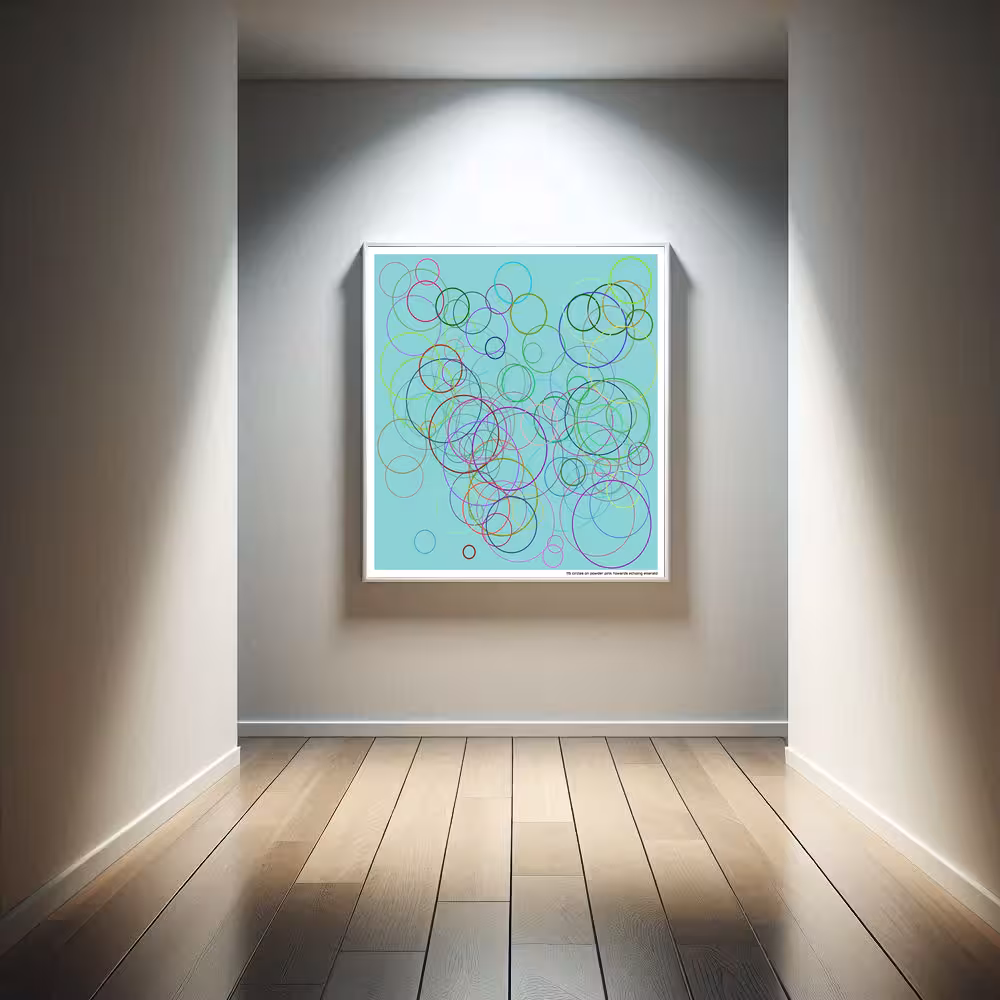 115 circles on powder pink towards echoing emerald in room setting