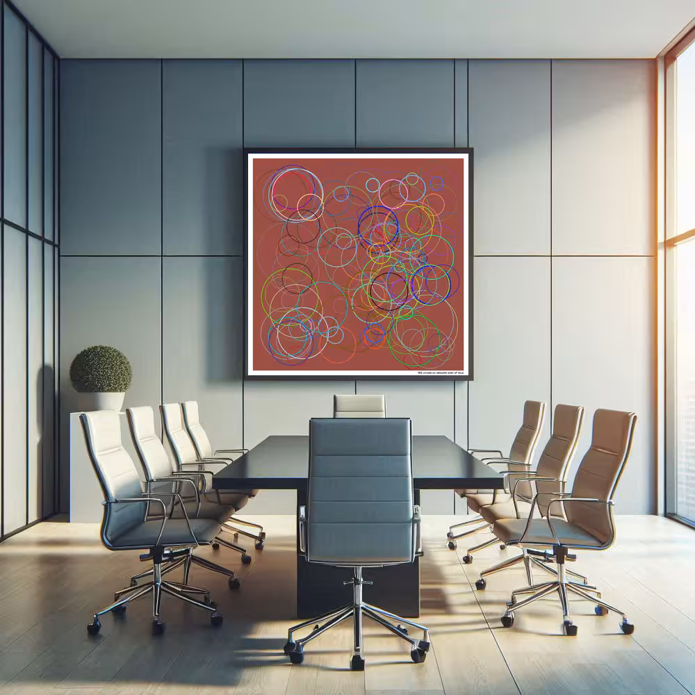 155 circles on delicate wish of blue in room setting