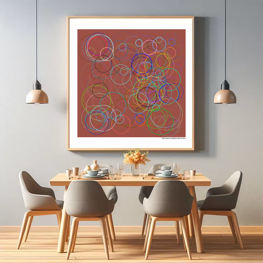 155 circles on delicate wish of blue in room setting