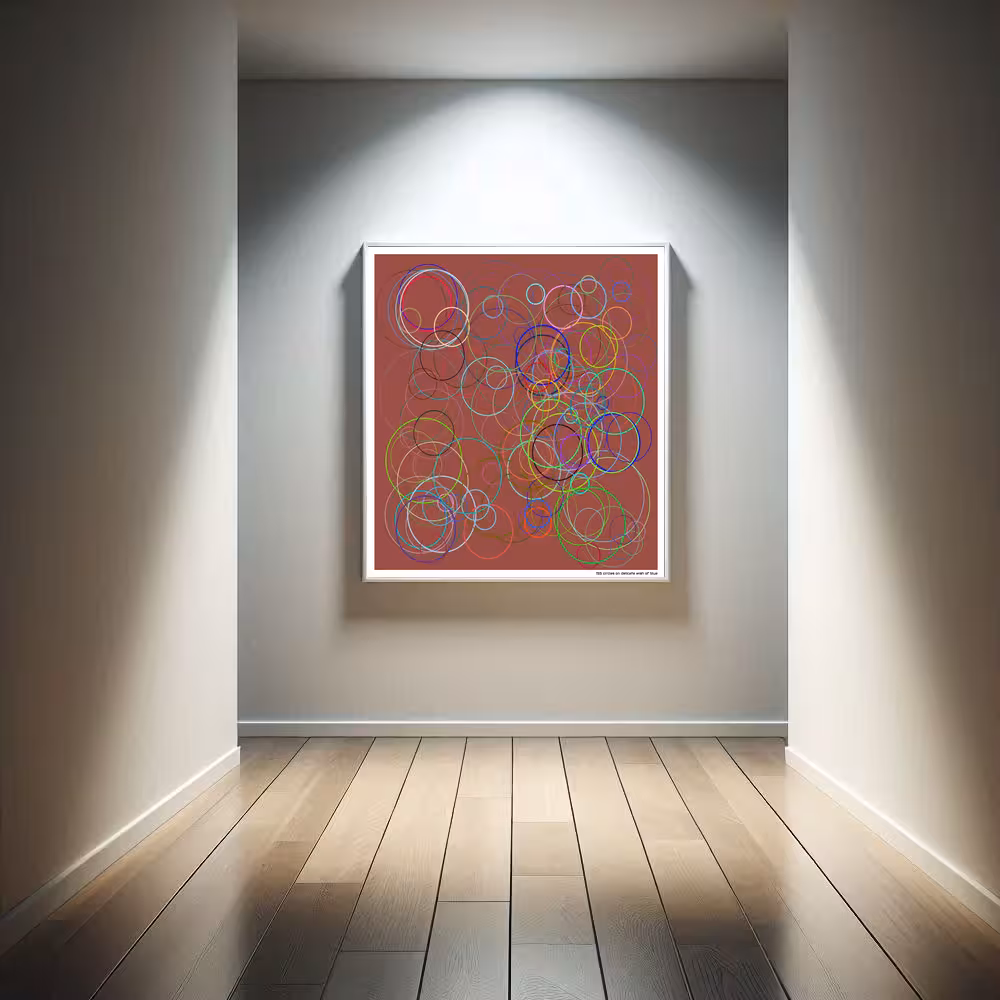 155 circles on delicate wish of blue in room setting