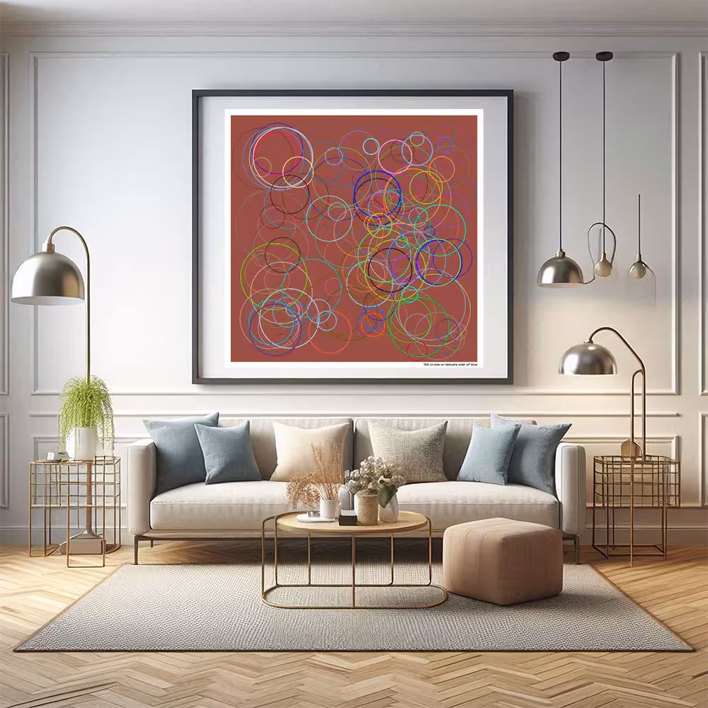 155 circles on delicate wish of blue in room setting