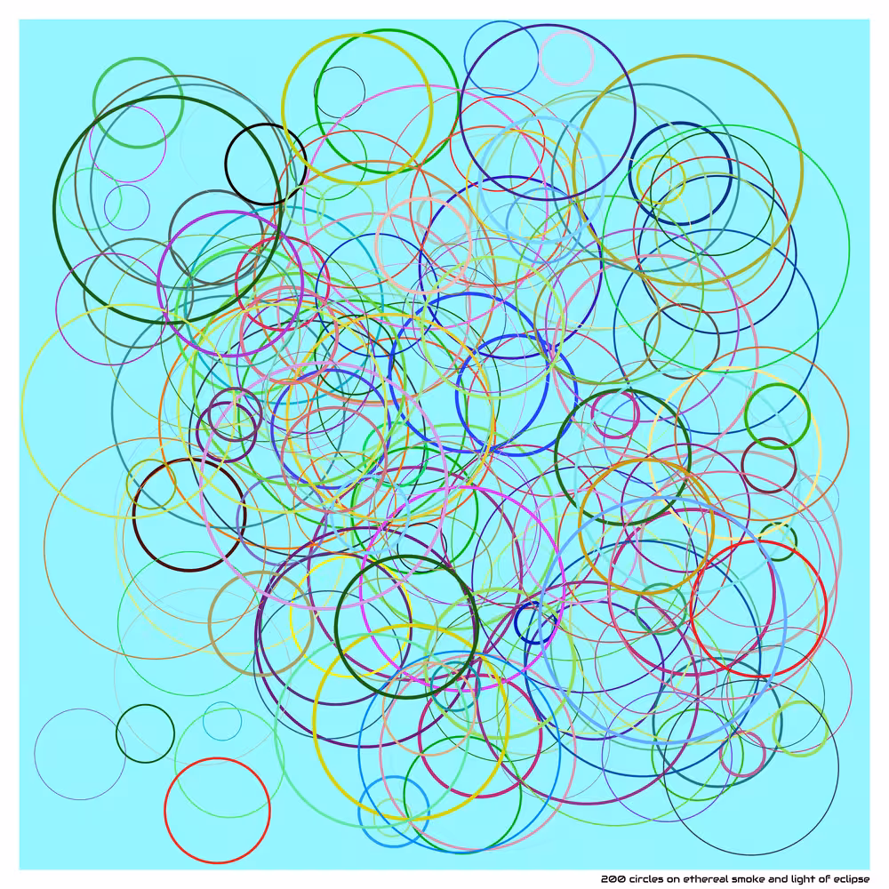 200 circles on ethereal smoke and light of eclipse