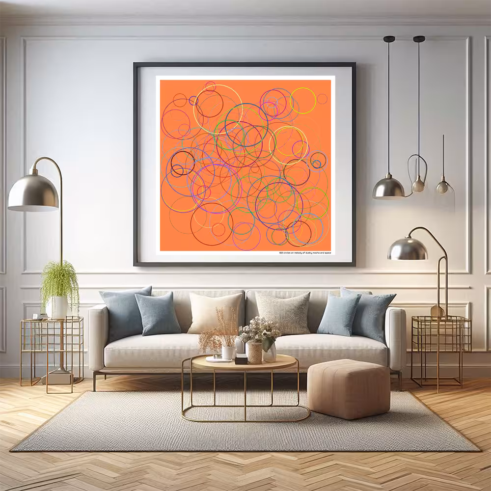 122 circles on melody of dusky mocha and space in room setting