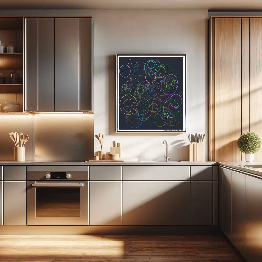 115 circles on emerging gray and eclipse of glance in room setting