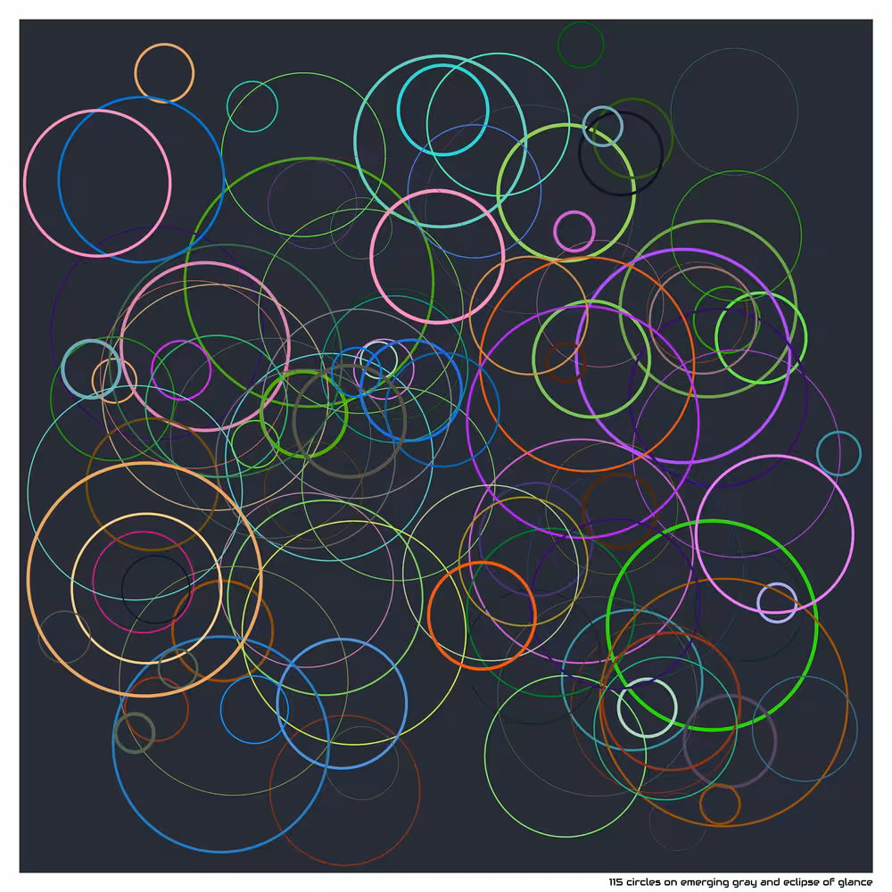 115 circles on emerging gray and eclipse of glance