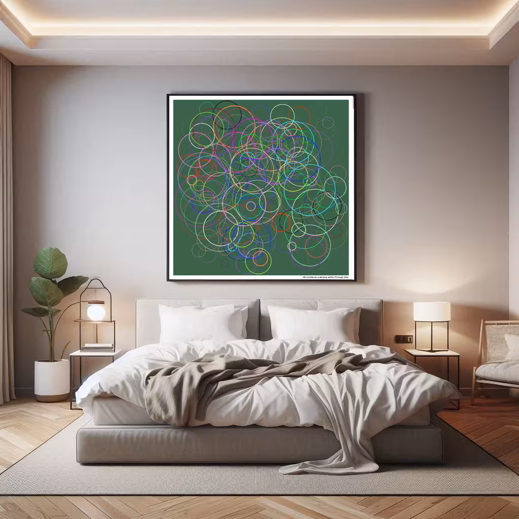 181 circles on a serene white through star in room setting