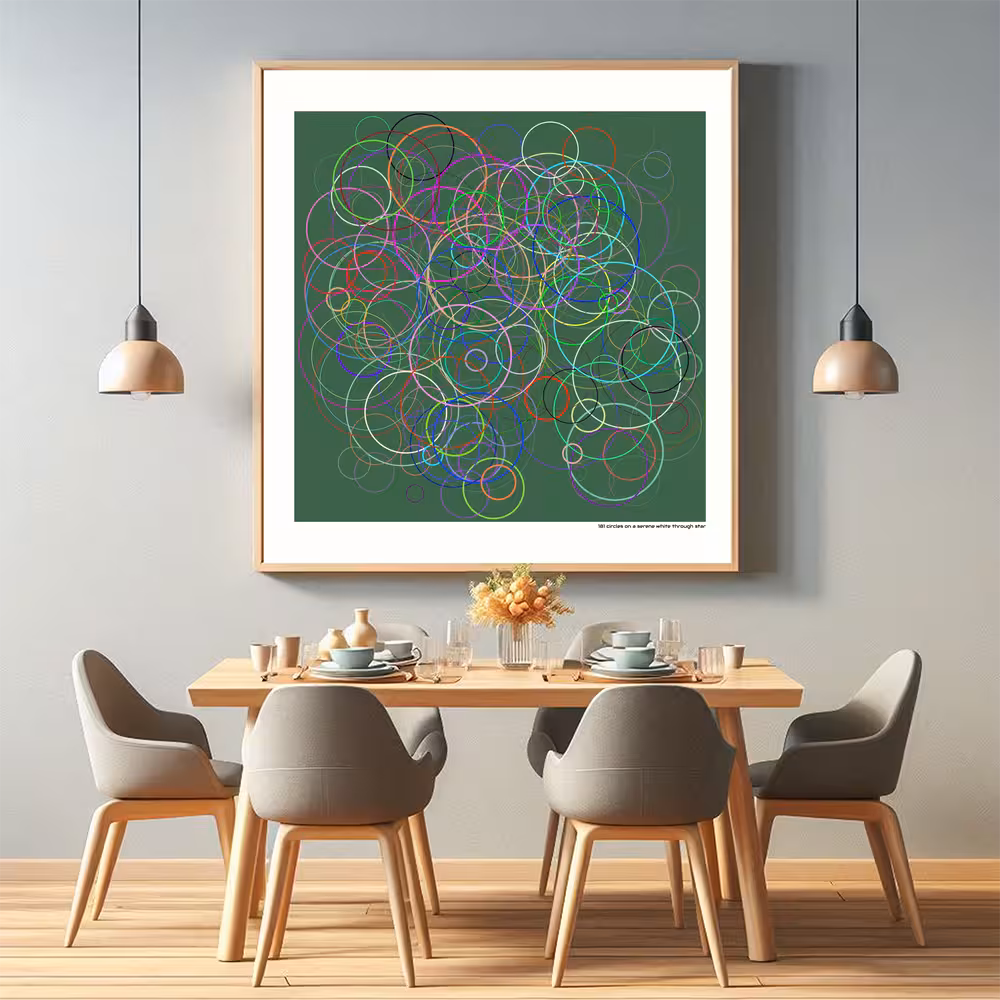 181 circles on a serene white through star in room setting