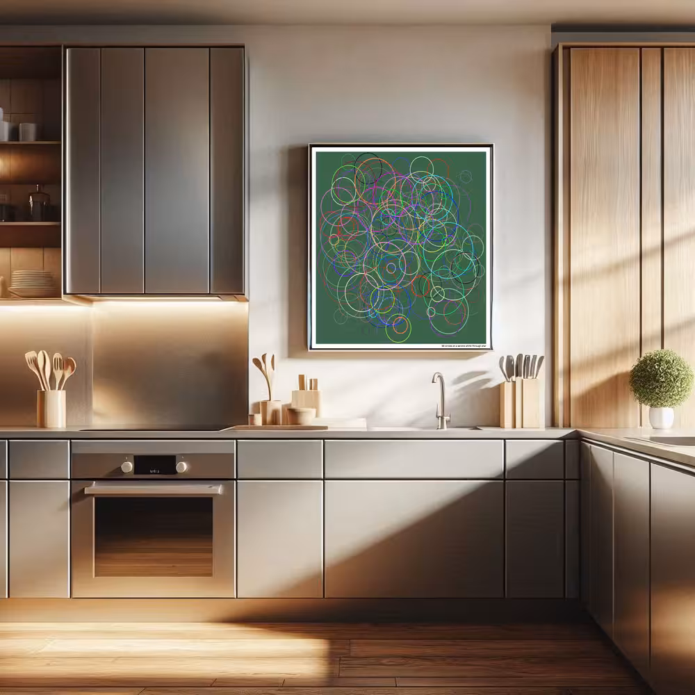 181 circles on a serene white through star in room setting