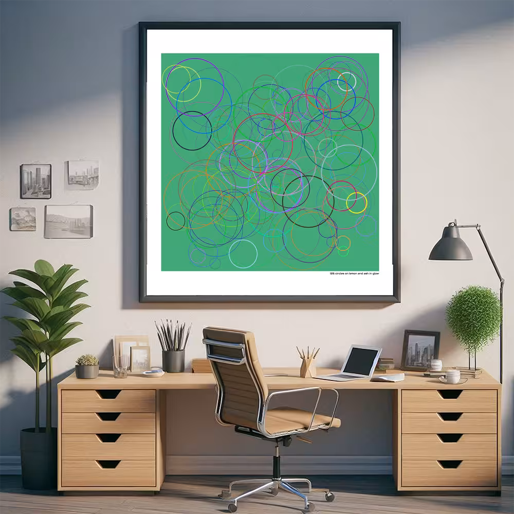 126 circles on lemon and ash in glow in room setting