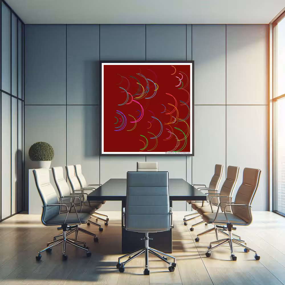 52 crescents on cloud and the shadow's glow in room setting