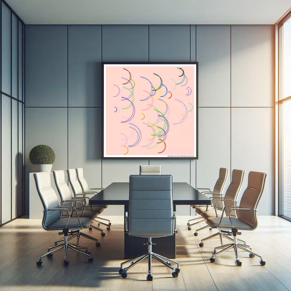 52 crescents on wish of emerging rose and mint in room setting