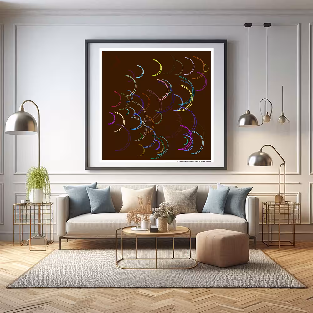 55 crescents on golden crimson of bliss and spark in room setting