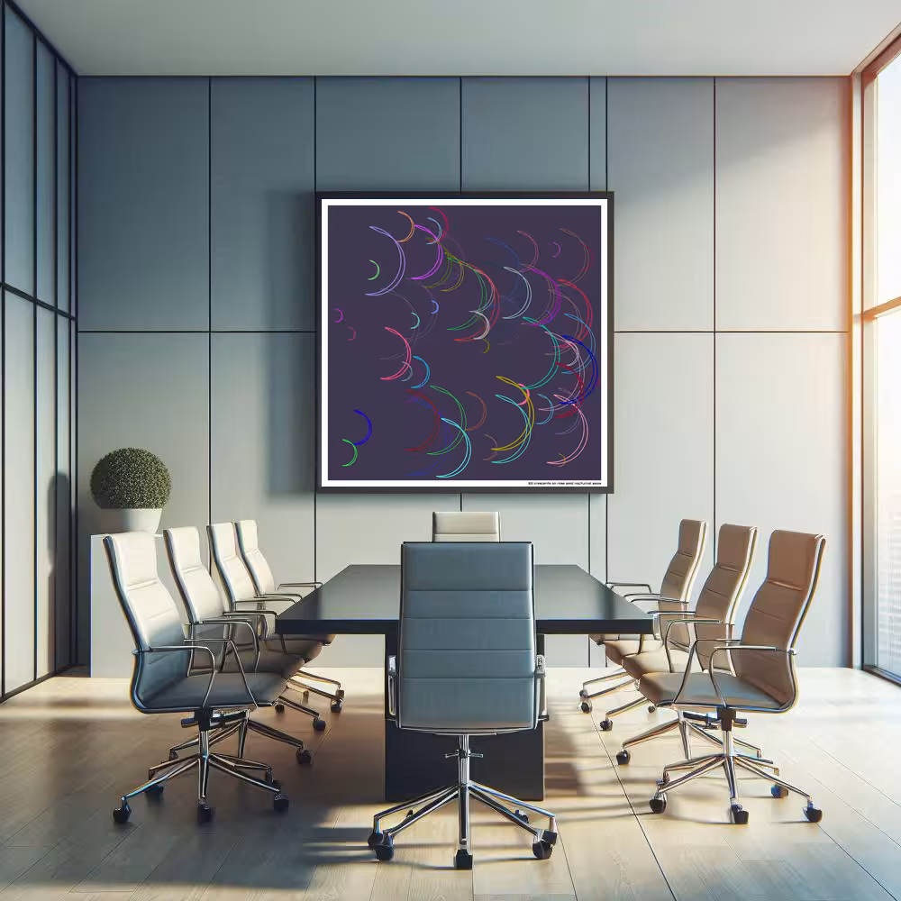 63 crescents on rose amid nocturnal sepia in room setting