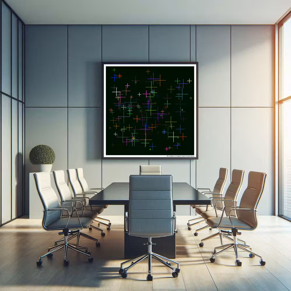 154 crosses on a iridescent black through melody in room setting