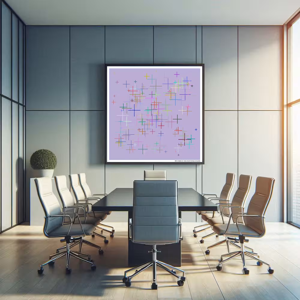 165 crosses on rose around lonely turquoise in room setting