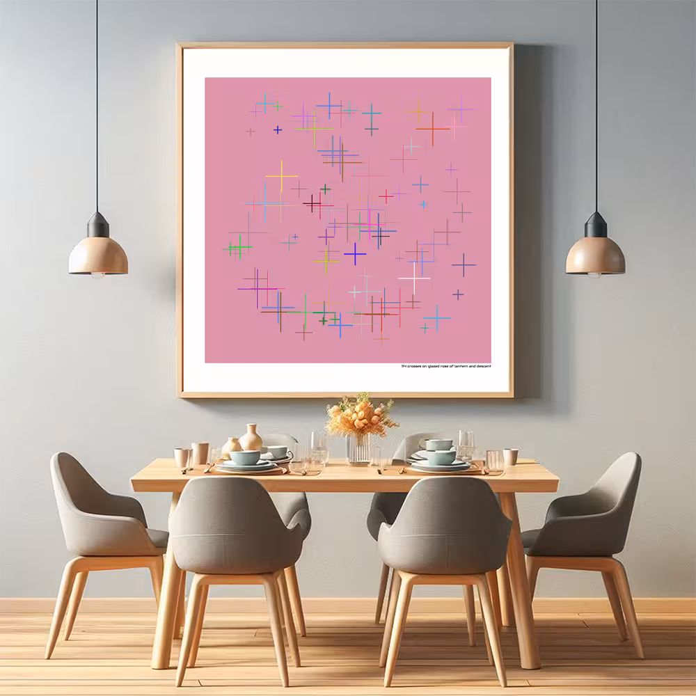 114 crosses on glazed rose of lantern and descent in room setting