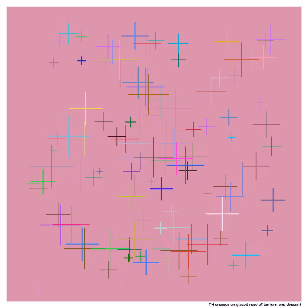 114 crosses on glazed rose of lantern and descent
