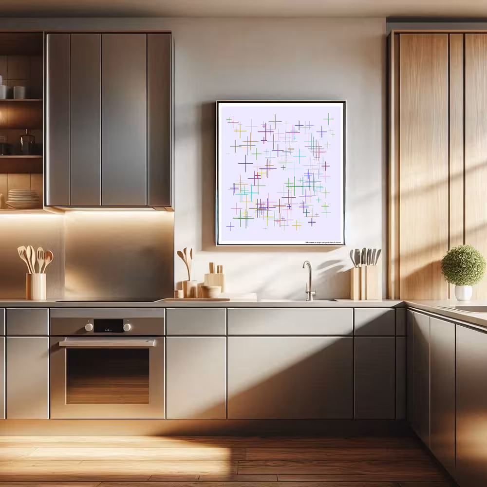 169 crosses on bright ivory and dust of chorus in room setting