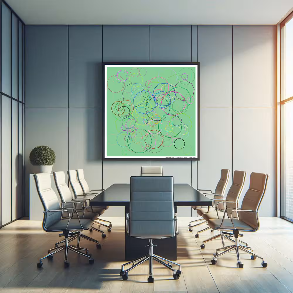 115 decagons on a enchanted turquoise through moon in room setting