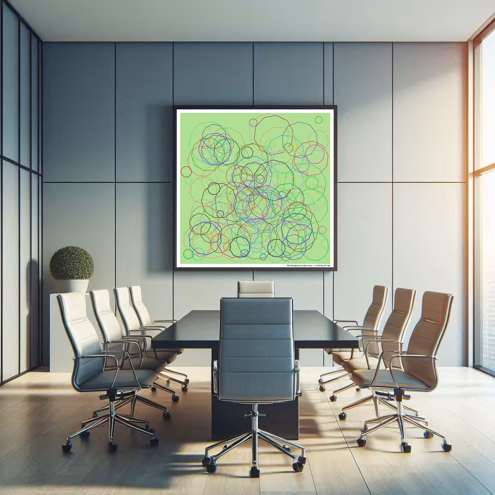 152 decagons on pale ivory — a infinity of tale in room setting