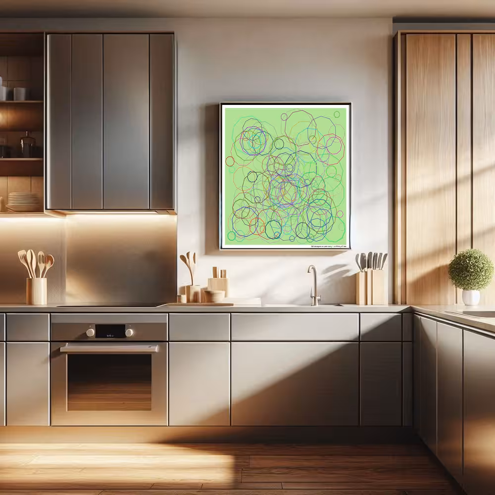 152 decagons on pale ivory — a infinity of tale in room setting